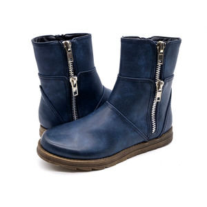 2 Lips Too Ankle Boots Womens 6.5 Blue Faux Leather Zipper Accent Too Bay Bootie